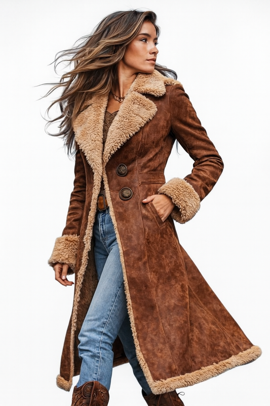 Mara - Vintage-Inspired Long Coat with Faux Fur