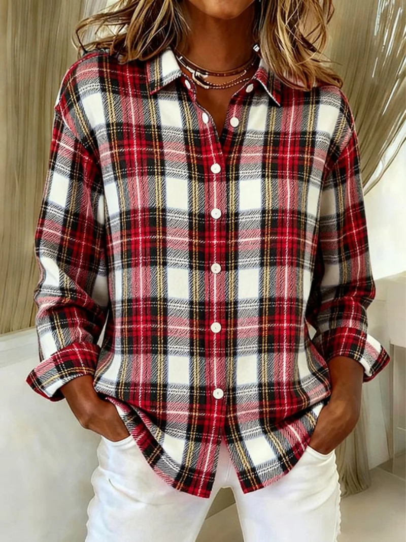 Lira™ – Classic Checked Hoodie Blouse