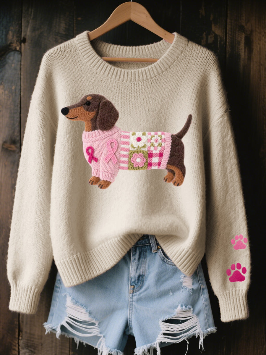 Naoni – Knitted Sweater with Felt Wool Dachshund Motif