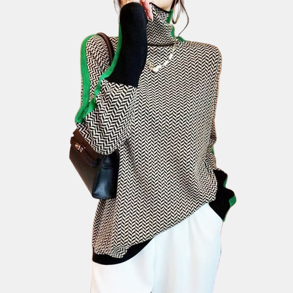 Solene - Herringbone Luxe Turtleneck