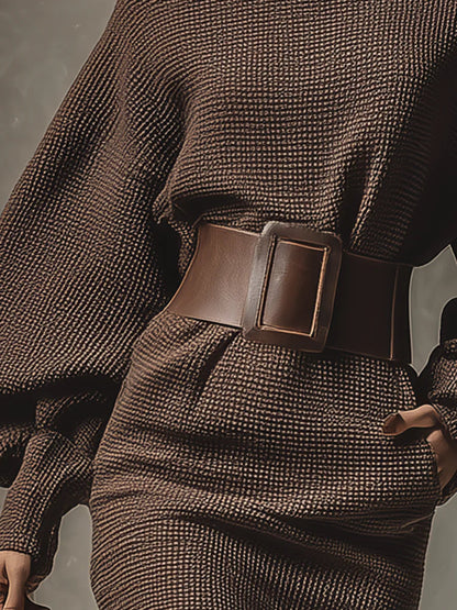 Clea - Structured Belted Short Knit Dress