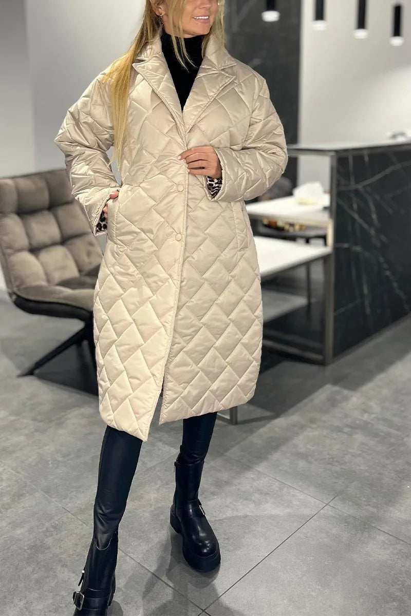 Ofira – Quilted Coat with Leopard Lining