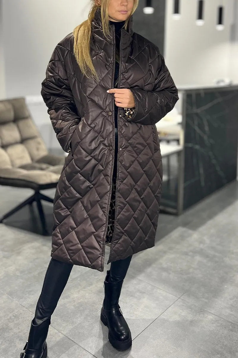 Ofira – Quilted Coat with Leopard Lining