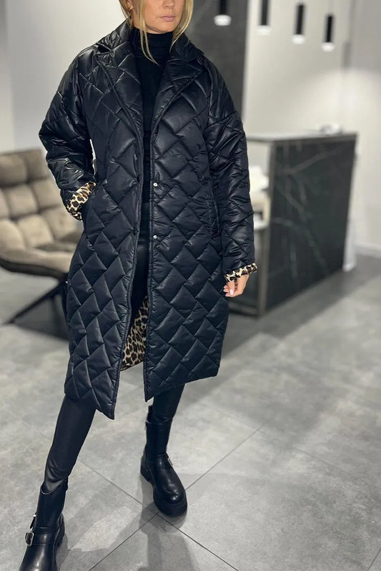 Ofira – Quilted Coat with Leopard Lining